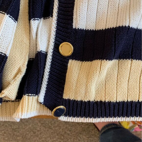 Vintage Koret Striped Cardigan Woman’s size medium old money Classic - Picture 8 of 16